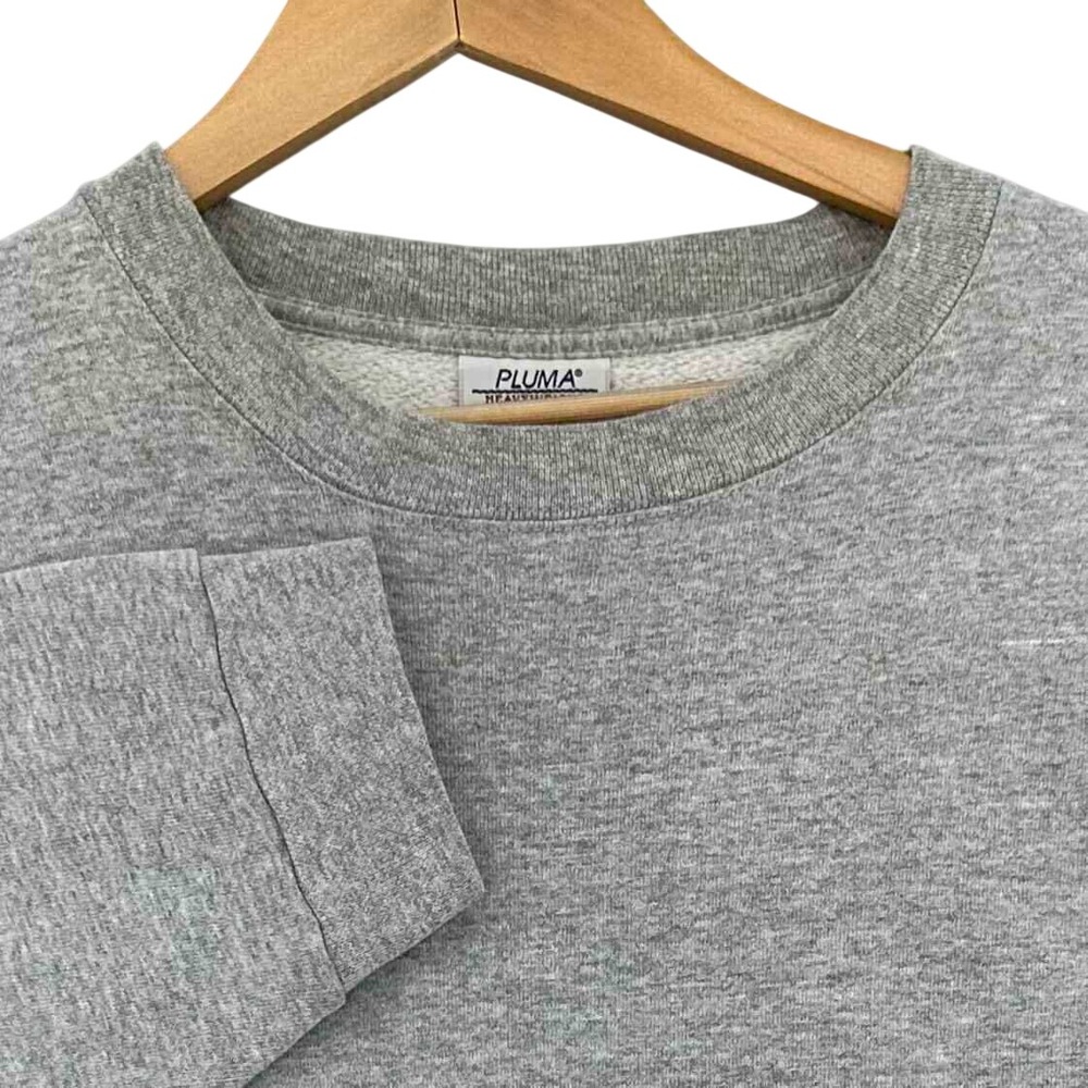 VTG Pluma Heavyweight Fleece BLANK Sweatshirt XL Gray Crewneck Pullover USA 90s